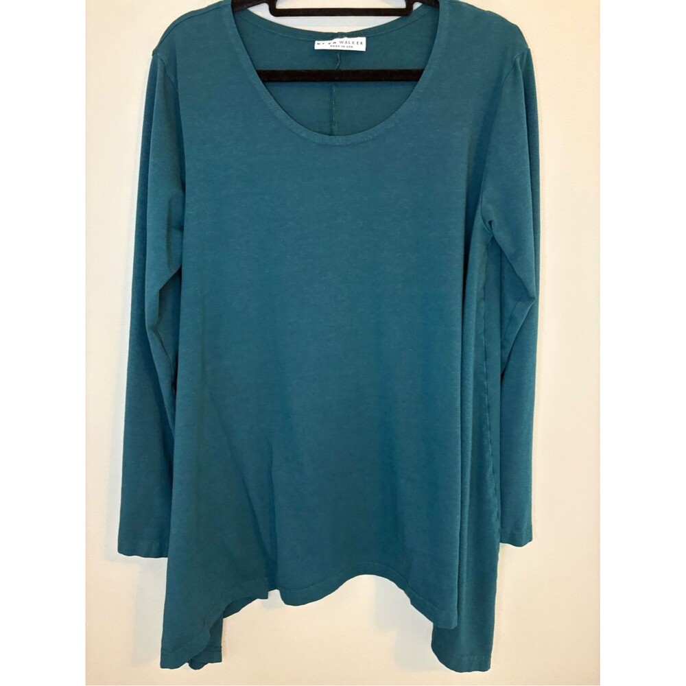 Bryn Walker Teal Bamboo Organic Cotton Tunic Top Small USA